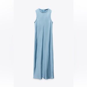 NWT ZARA SATIN EFFECT DRESS Bluish Size S
